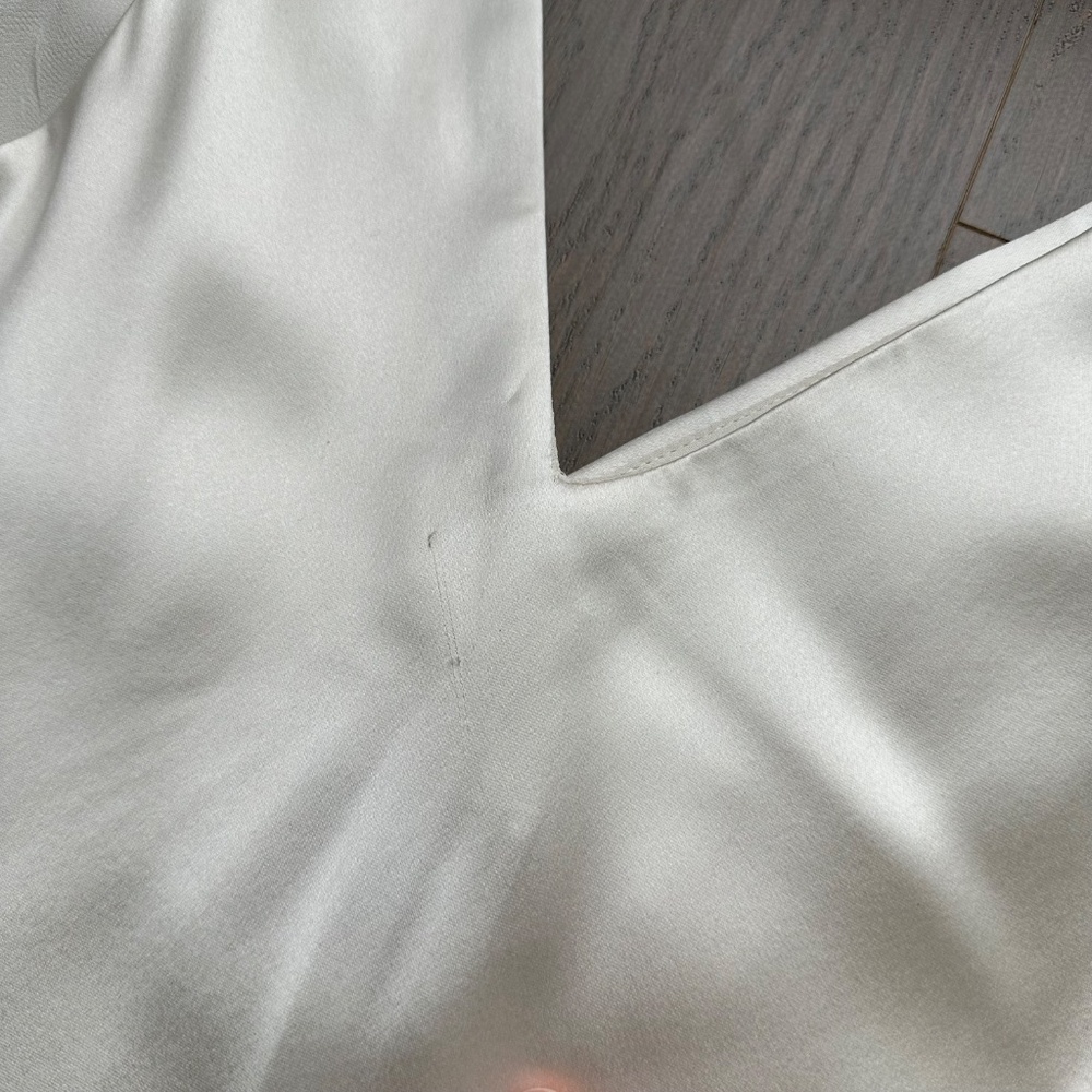 Reformation Pernille 100% Silk Ivory Wedding Dress with Tie Straps - Picture 9 of 15